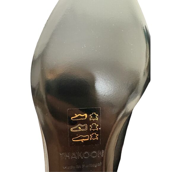 Thakoon Black Leather Kitten Heel Mule Square Pointed Toe Retro Vamp Pinup New - Picture 8 of 10